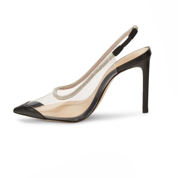 Schultz Shoes - SCHUTZ Audrey Pointed Toe Slingback Pumps Translucent Jewel Lined Stiletto Heel